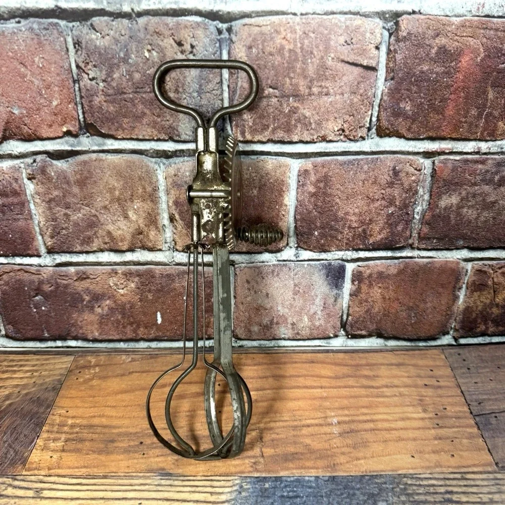 Antique 1923 A&J‎ Ekco  Manual Hand Mixer Beater Stainless Retro Kitchen USA